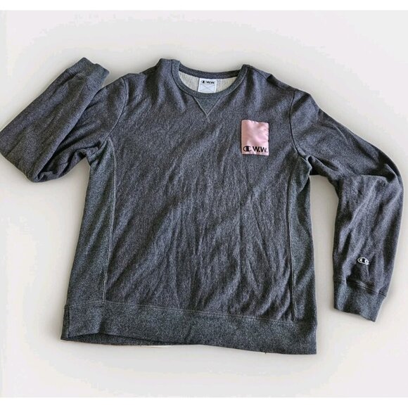 Champion x Wood Wood Sweatshirt Mens XL Heathered Gray LS Made In Italy Preppy - Picture 10 of 16